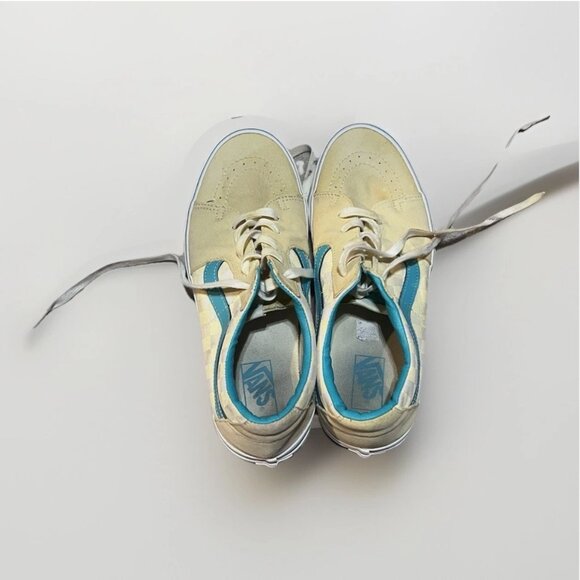 Vans SK8 Low Checkerboard Banana Cream Teal Shoes Mens 11 - Picture 5 of 10